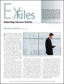 EXPORTING SUCESS STORIES - iBWAVE SOLUTIONS DEVELOPED A UNIQUE TELECOMMUNICATIONS SOFTWARE APPLICATION