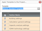 Apply a template to a project